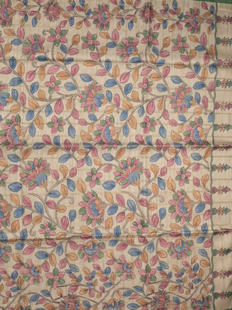 Tussar printed fancy saree with printed border and printed blouse