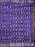 Ikkat pattu saree olive green color allover weaves & zari border with contrast pallu and contrast blouse