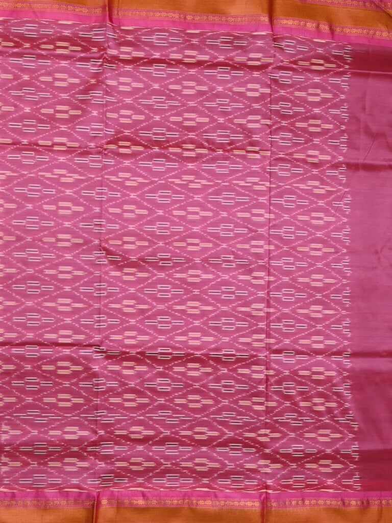 Ikkat pattu saree royal blue color allover weaves & zari border with contrast pallu and contrast blouse