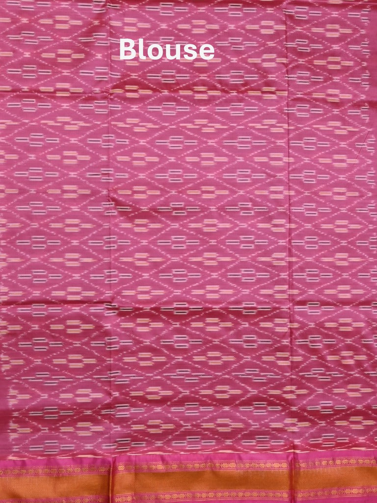 Ikkat pattu saree royal blue color allover weaves & zari border with contrast pallu and contrast blouse