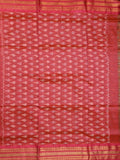 Ikkat pattu saree grey color allover weaves & zari border with contrast pallu and contrast blouse