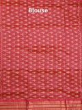Ikkat pattu saree grey color allover weaves & zari border with contrast pallu and contrast blouse