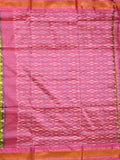 Ikkat pattu saree olive green color allover weaves & zari border with contrast pallu and contrast blouse