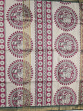Tussar printed fancy saree with zari border and plain contrast blouse