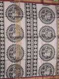 Tussar printed fancy saree with zari border and plain contrast blouse