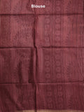Tussar printed fancy saree with zari border and plain contrast blouse