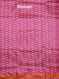 Ikkat pattu saree royal blue color allover weaves & zari border with contrast pallu and contrast blouse