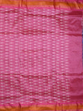 Ikkat pattu saree royal blue color allover weaves & zari border with contrast pallu and contrast blouse