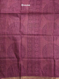 Tussar printed fancy saree with zari border and plain contrast blouse