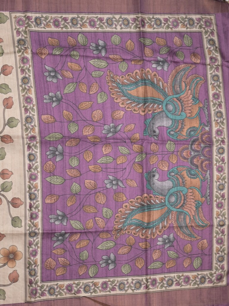 Tussar floral printed fancy saree with contrast pallu and matching blouse