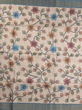 Tussar floral printed fancy saree with contrast pallu and matching blouse