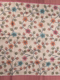 Tussar floral printed fancy saree with contrast pallu and matching blouse