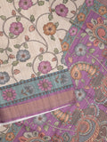 Tussar floral printed fancy saree with contrast pallu and matching blouse
