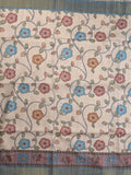 Tussar floral printed fancy saree with contrast pallu and matching blouse