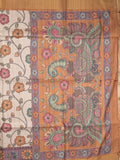 Tussar floral printed fancy saree with contrast pallu and matching blouse