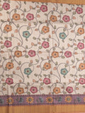 Tussar floral printed fancy saree with contrast pallu and matching blouse