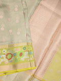 Silk kota fancy saree light grey color allover zari weaves & zari border with zari pallu and contrast blouse