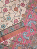 Tussar floral printed fancy saree with contrast pallu and matching blouse