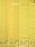 Silk kota fancy saree light grey color allover zari weaves & zari border with zari pallu and contrast blouse