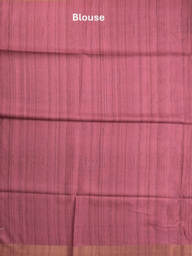 Tussar floral printed fancy saree with contrast pallu and matching blouse