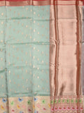 Silk kota fancy saree pastel blue color allover zari weaves & zari border with zari pallu and contrast blouse