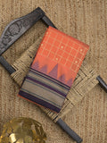 Narayanpet pattu saree allover zari checks and zari border with contrast pallu and blouse
