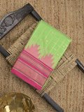 Narayanpet pattu saree allover zari checks and zari border with contrast pallu and blouse