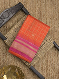 Narayanpet pattu saree allover zari checks and zari border with contrast pallu and blouse