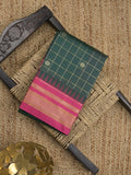 Narayanpet pattu saree allover zari checks and zari border with contrast pallu and blouse