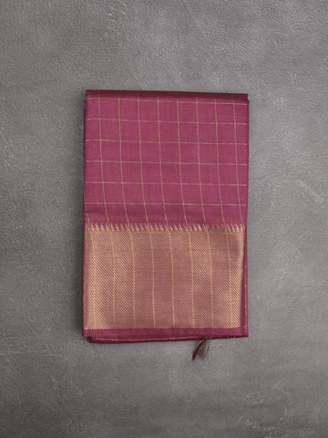 Bhagalpur fancy saree allover checks and zari border with self pallu and attached blouse