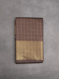 Bhagalpur fancy saree allover checks and zari border with self pallu and attached blouse