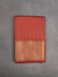 Bhagalpur fancy saree allover checks and zari border with self pallu and attached blouse