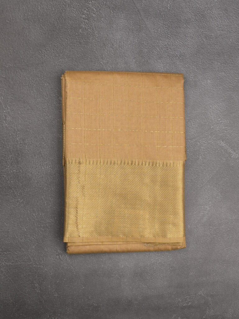 Bhagalpur fancy saree allover checks and zari border with self pallu and attached blouse