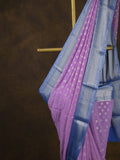 Georgette fancy saree light purple color allover zari motifs & zari border with rich pallu and attached plain blouse