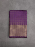 Bhagalpur fancy saree allover checks and zari border with self pallu and attached blouse