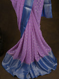 Georgette fancy saree light purple color allover zari motifs & zari border with rich pallu and attached plain blouse