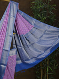 Georgette fancy saree light purple color allover zari motifs & zari border with rich pallu and attached plain blouse