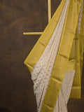 Georgette fancy saree light cream color allover zari motifs & zari border with rich pallu and attached plain blouse