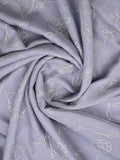 Chiffon fancy saree lavender color allover embroidery & embroidery border with running pallu and plain blouse