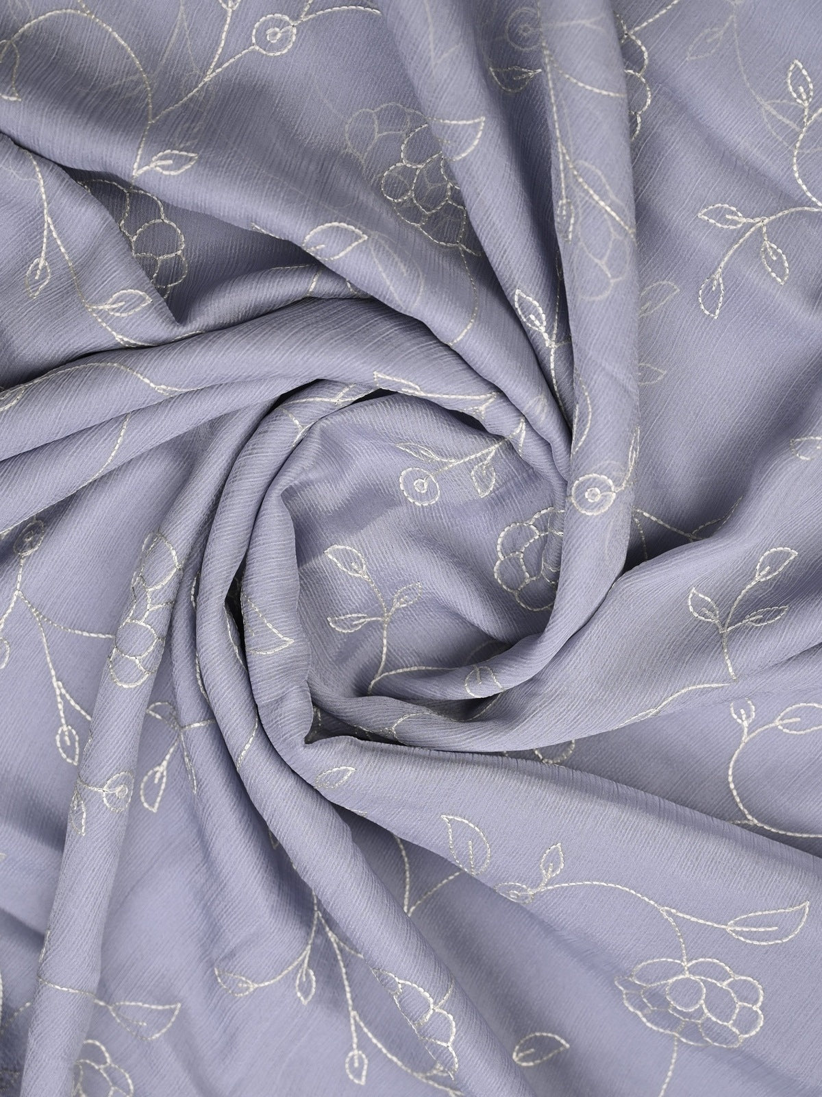 Chiffon fancy saree lavender color allover embroidery & embroidery border with running pallu and plain blouse