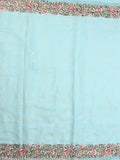 Chiffon fancy saree light blue color allover embroidery & embroidery border with running pallu and plain blouse