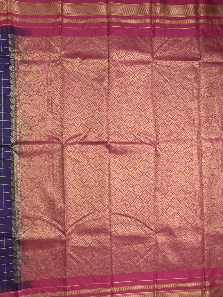 Narayanpet pattu saree allover zari checks and zari border with contrast pallu and blouse