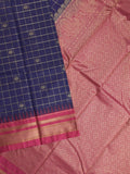 Narayanpet pattu saree allover zari checks and zari border with contrast pallu and blouse
