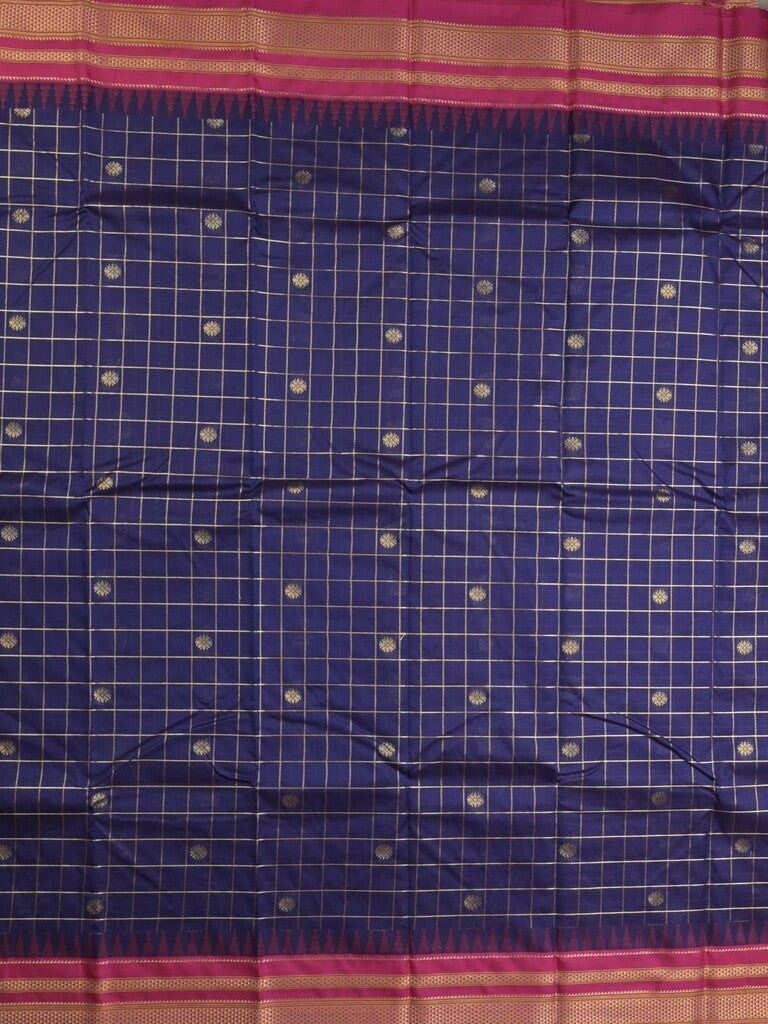 Narayanpet pattu saree allover zari checks and zari border with contrast pallu and blouse