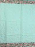 Chiffon fancy saree sky blue color allover embroidery & embroidery border with running pallu and plain blouse
