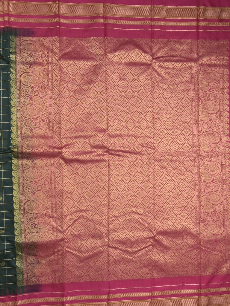 Narayanpet pattu saree allover zari checks and zari border with contrast pallu and blouse