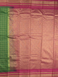 Narayanpet pattu saree allover zari checks and zari border with contrast pallu and blouse