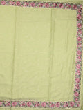 Chiffon fancy saree light green color allover embroidery & embroidery border with running pallu and plain blouse
