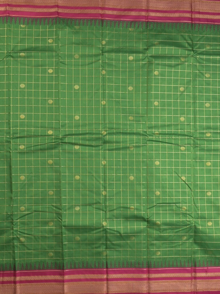 Narayanpet pattu saree allover zari checks and zari border with contrast pallu and blouse
