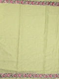 Chiffon fancy saree light green color allover embroidery & embroidery border with running pallu and plain blouse